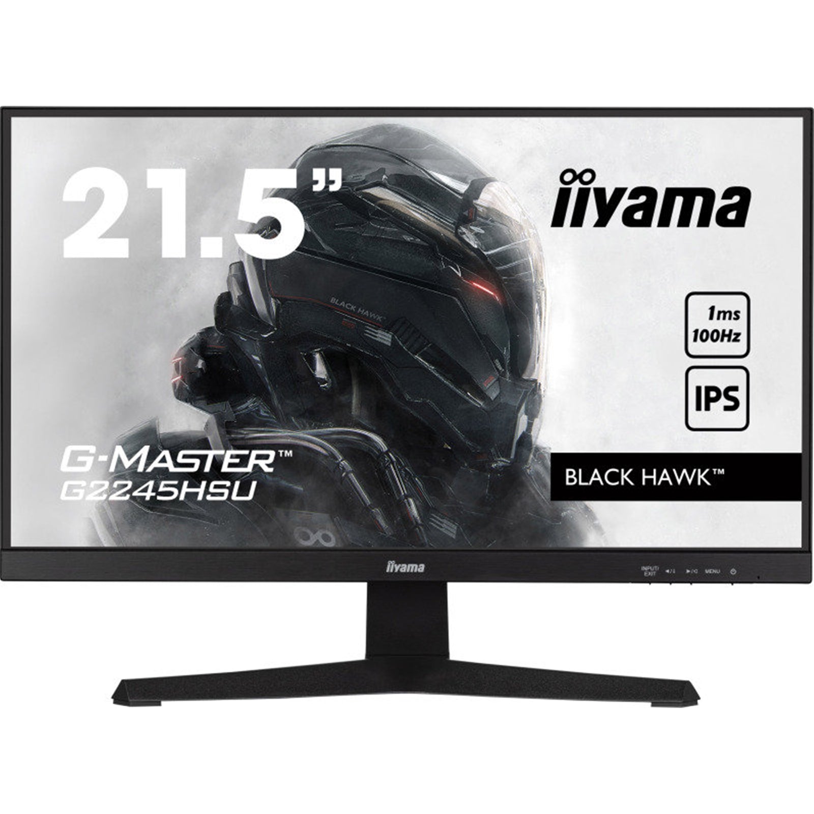 iiyama G-MASTER G2245HSU-B1 22 inch IPS Monitor, Full HD, 1ms, HDMI, DisplayPort, USB Hub, Freesync, 100Hz, Speakers, Black, Internal PSU, VESA