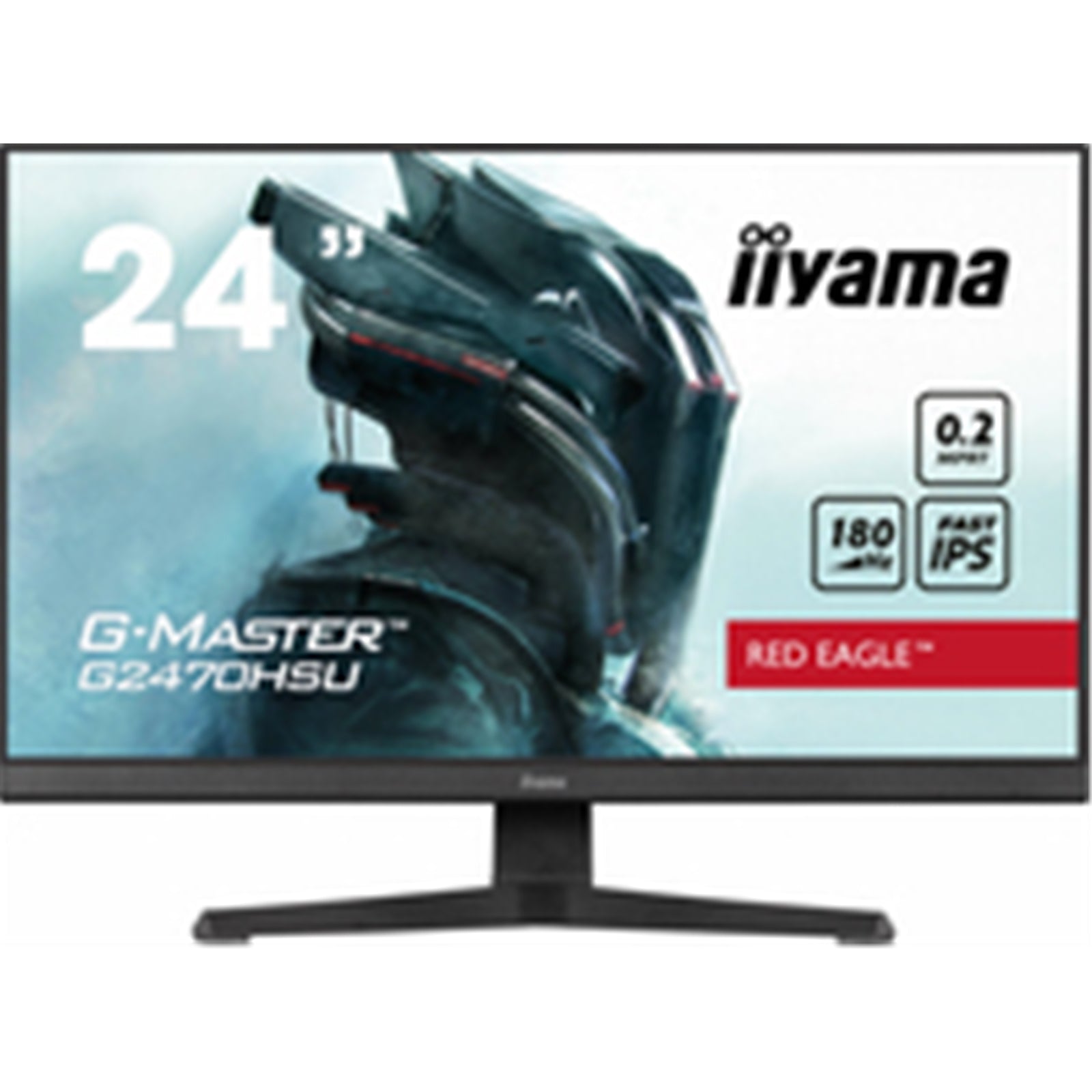 iiyama G-Master Red Eagle 24 Inch Gaming Monitor G2470HSU-B6, Full HD, 180Hz, 0.2ms, FreeSync, HDMI, Display Port, USB Hub, Speakers, Height Adjustable, Pivot, VESA