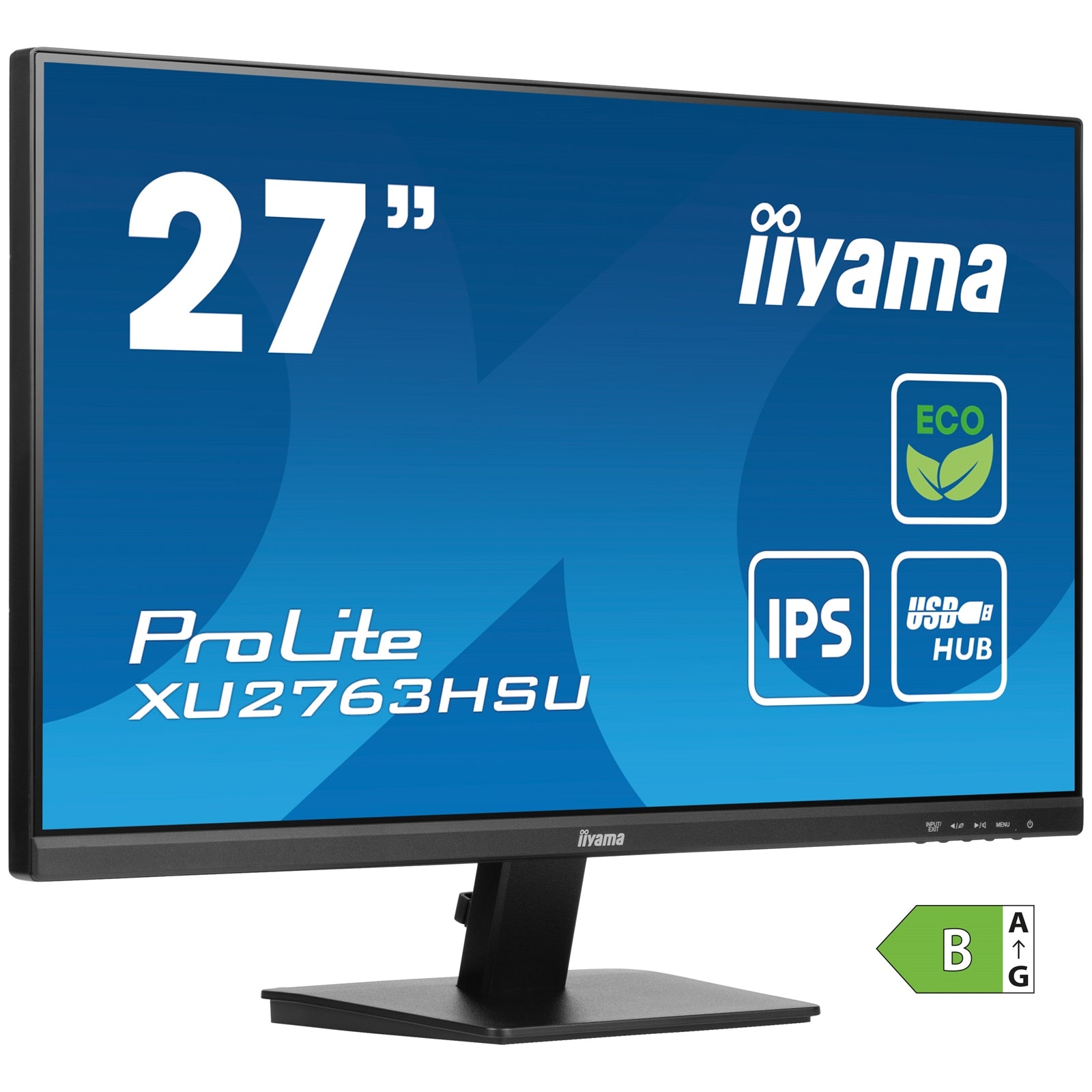 iiyama PROLITE XU2763HSU-B1 27 inch IPS Monitor, Full HD, 3ms, USB Hub, HDMI, DisplayPort, Freesync, 100Hz, Speakers, Black, Internal PSU, VESA