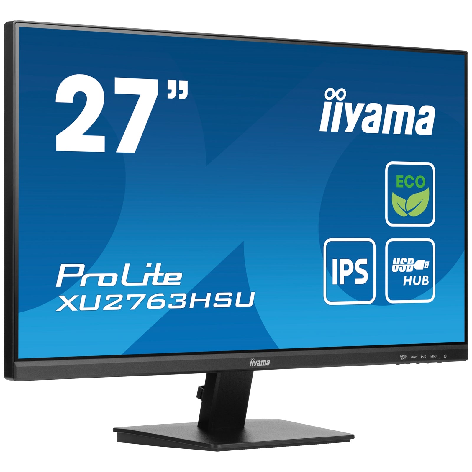 iiyama PROLITE XU2763HSU-B1 27 inch IPS Monitor, Full HD, 3ms, USB Hub, HDMI, DisplayPort, Freesync, 100Hz, Speakers, Black, Internal PSU, VESA