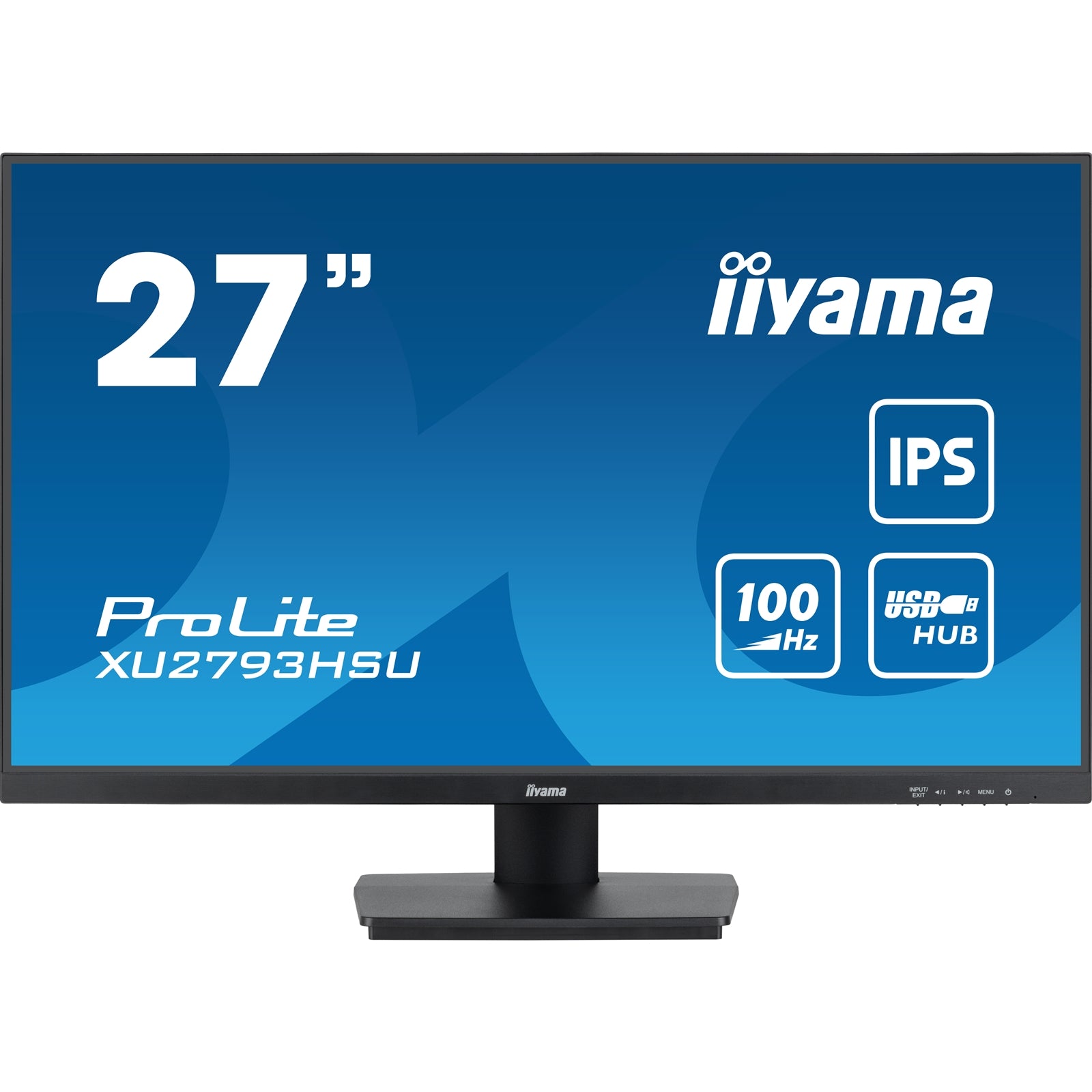 iiyama Prolite XU2793HSU-B6 27 inch Frameless IPS Monitor, Full HD, 1ms, USB Hub, HDMI, DisplayPort, 100Hz, HDCP, Speakers, Black, Internal PSU, VESA