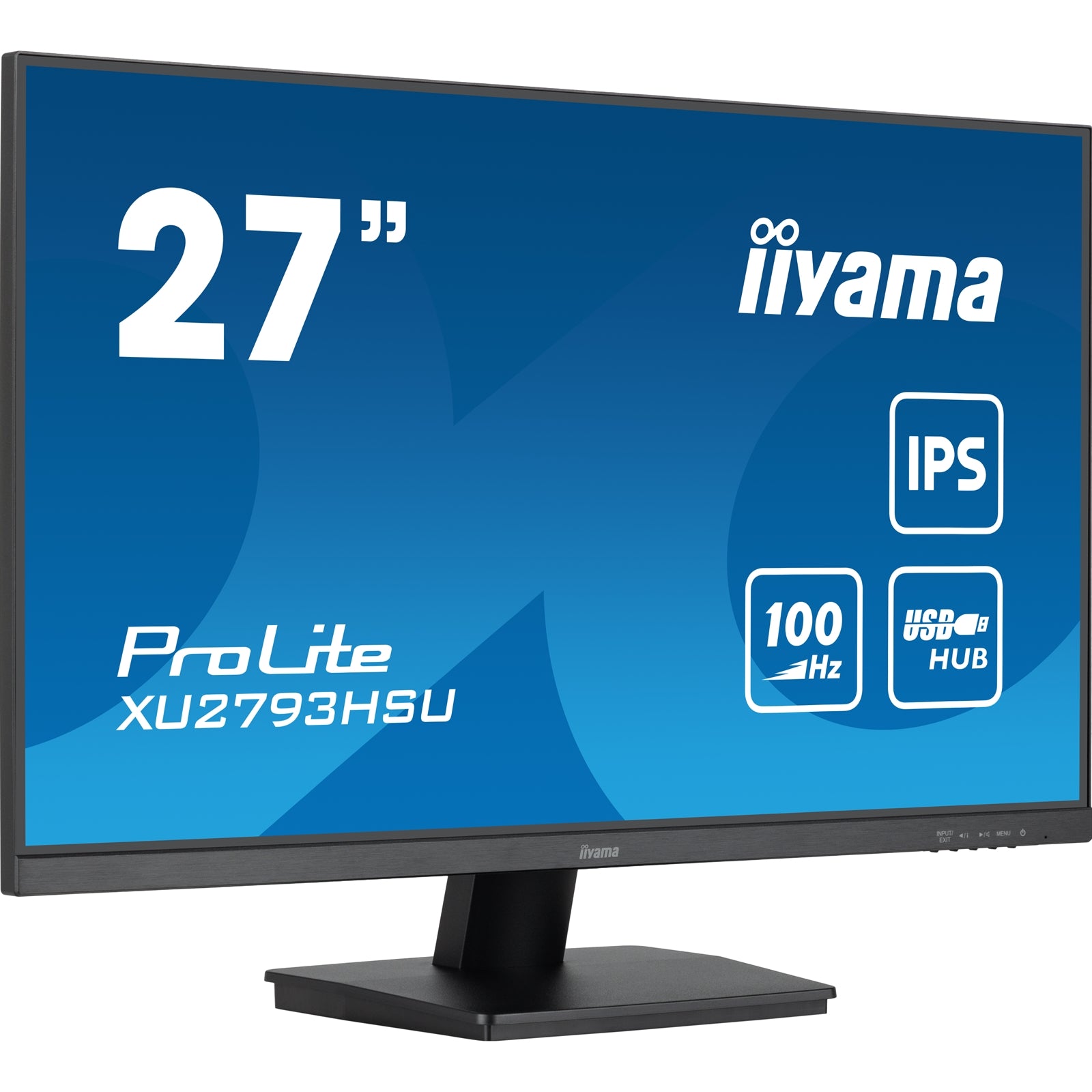 iiyama Prolite XU2793HSU-B6 27 inch Frameless IPS Monitor, Full HD, 1ms, USB Hub, HDMI, DisplayPort, 100Hz, HDCP, Speakers, Black, Internal PSU, VESA