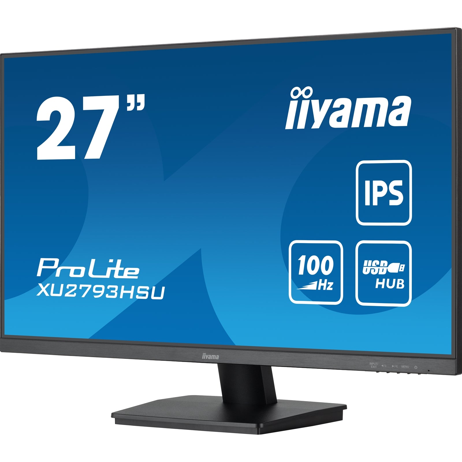 iiyama Prolite XU2793HSU-B6 27 inch Frameless IPS Monitor, Full HD, 1ms, USB Hub, HDMI, DisplayPort, 100Hz, HDCP, Speakers, Black, Internal PSU, VESA