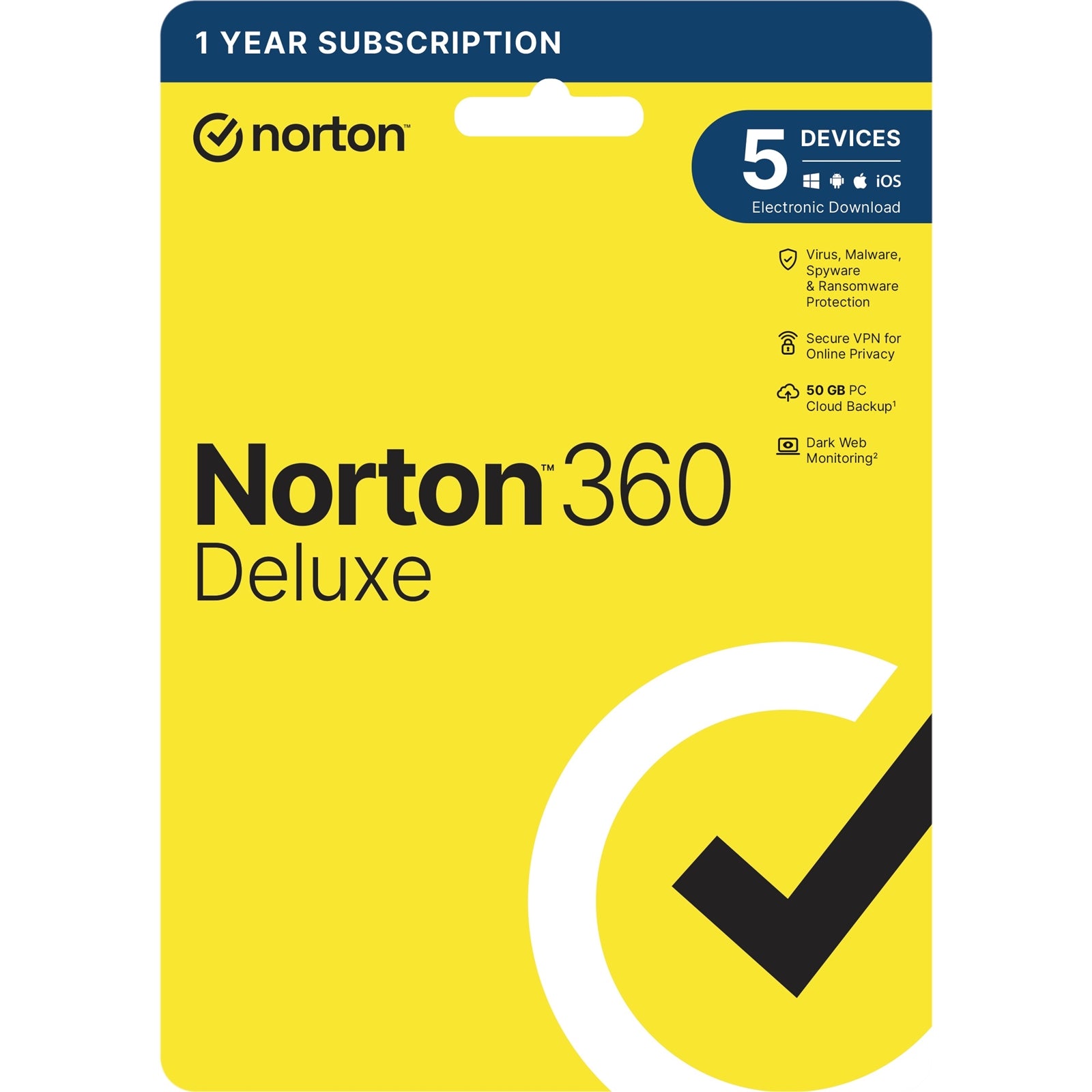 Norton 360 Deluxe 2022, Antivirus Software for 5 Devices, 1-year Subscription, Includes Secure VPN, Password Manager and 50GB of Cloud Storage, PC/Mac/iOS/Android, Retail Boxed - North East Peripherals Ltd