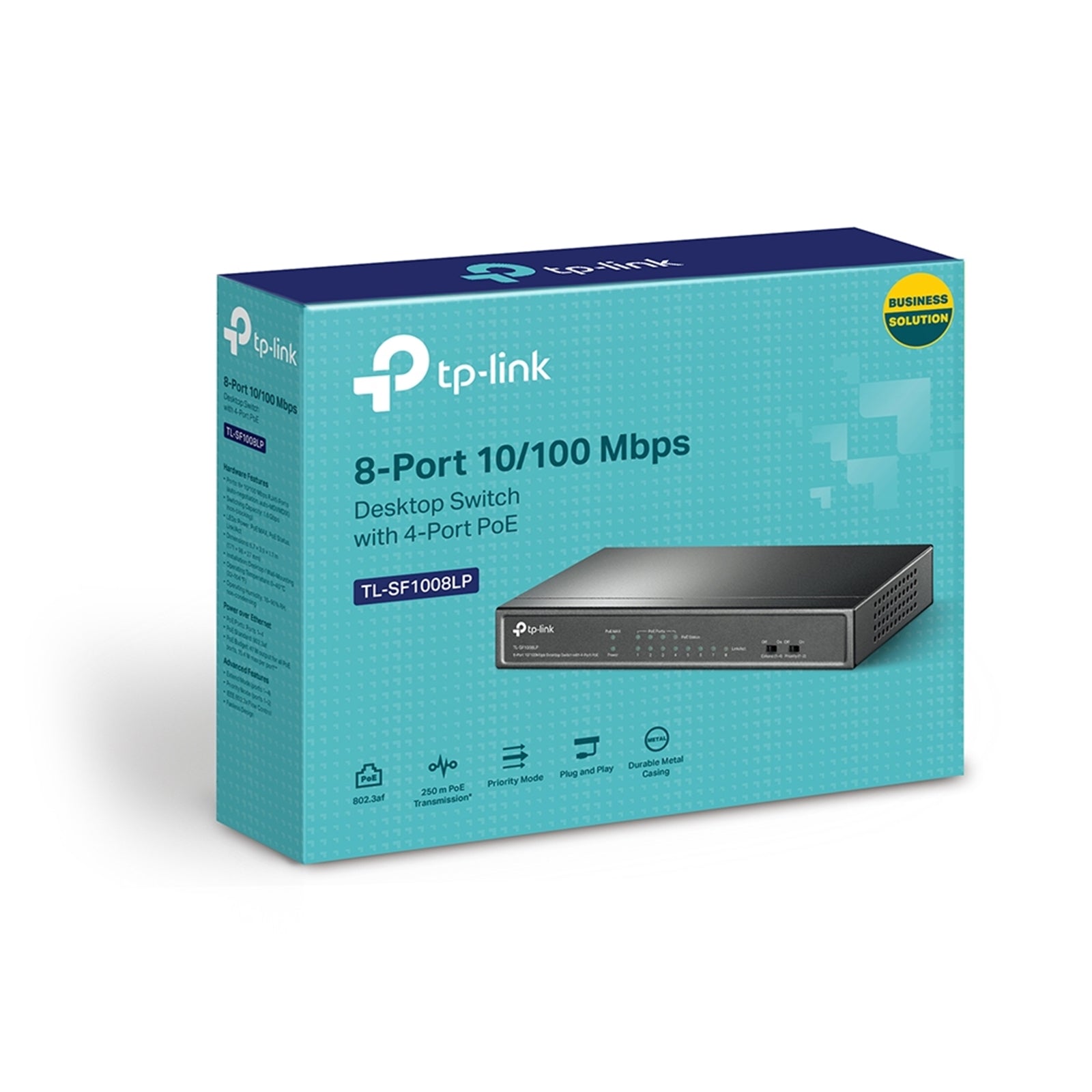 TP-Link TL-SF1008LP 8-Port 10/100Mbps Metal Desktop PoE Switch with 4-Port PoE (41W)