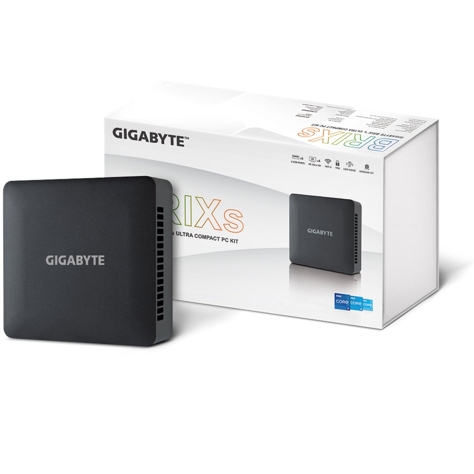 Gigabyte BRIX (GB-BRI5H-1335) Barebone Kit, Intel Core i5-1335U 4.6GHz 10 Core CPU, 2 x DDR4 SO-DIMM Slots, 1 x M.2-2280 Slot, 1x 2.5" HDD/SSD Slot Wireless AX & Bluetooth 5.2