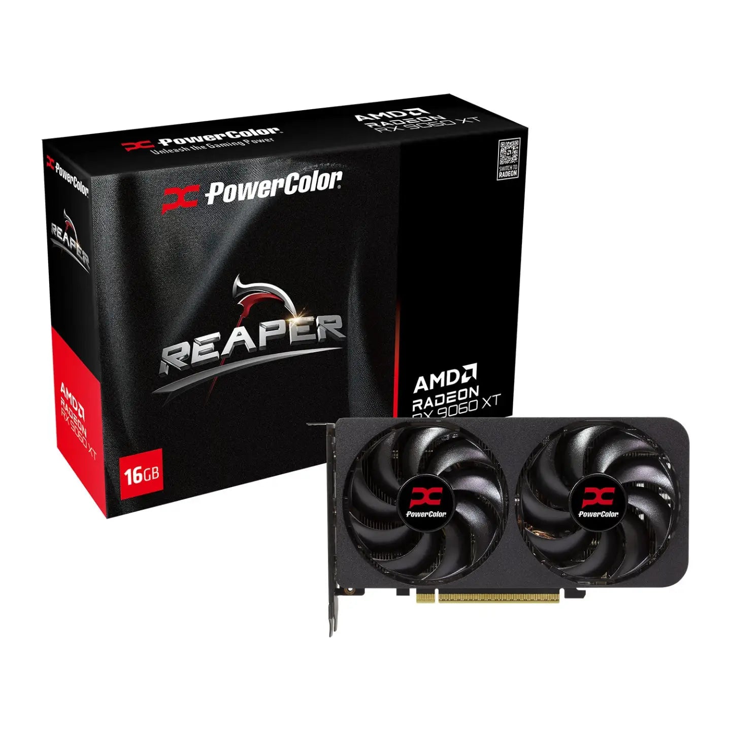 PowerColor Radeon RX 9060 XT Reaper 16GB Graphics Card - 16GB GDDR6, 128bit, PCI-E 5.0, 3230 MHz Core Clock, 2 x DisplayPort, 1 x HDMI, RX9060XT 16G-A