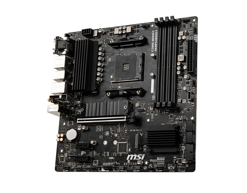 MSI B550M PRO-VDH WIFI, AMD B550, AM4, Micro ATX, 4 DDR4, VGA, HDMI, DP, AC Wi-Fi, GB LAN, 2x M.2