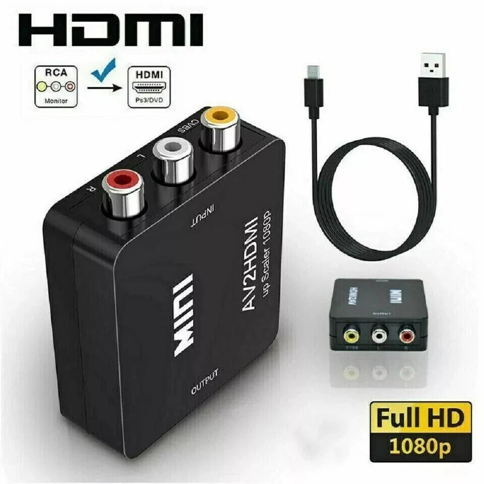 AV to HDMI 1080P RCA CVBS Composite Video Audio Converter Mini Adapter AV2HDMI
