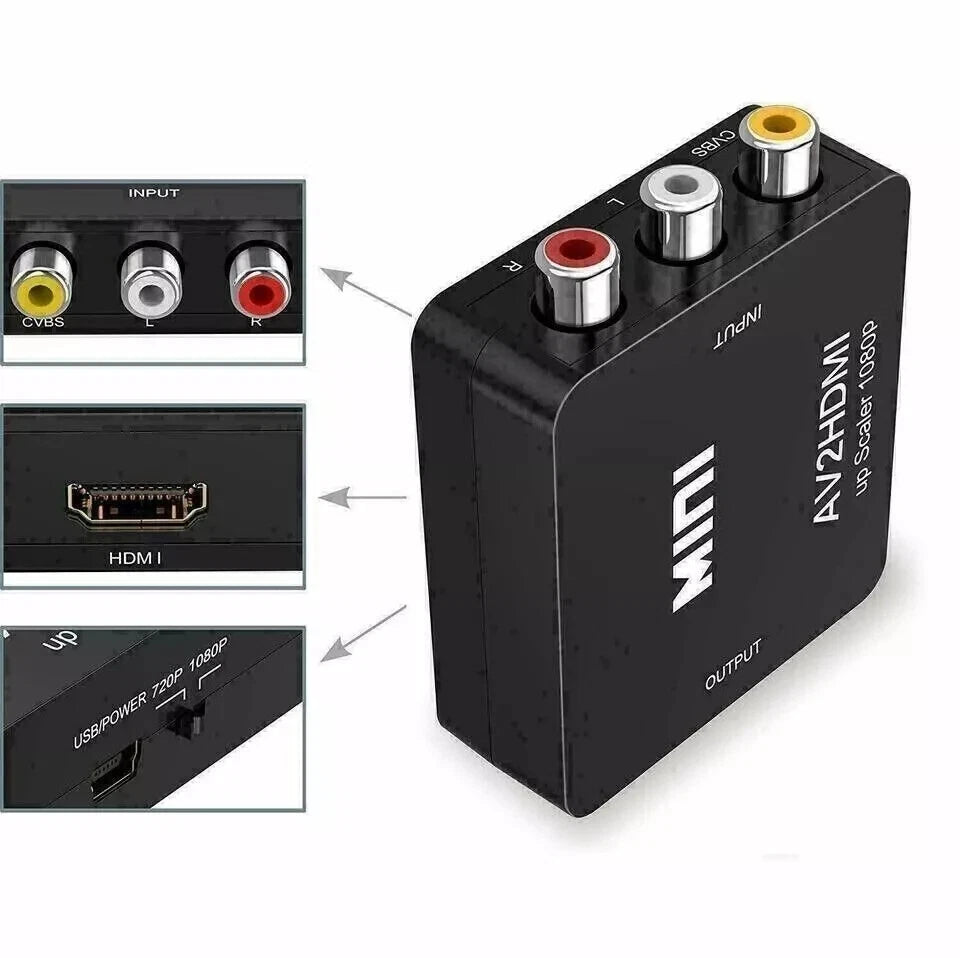 AV to HDMI 1080P RCA CVBS Composite Video Audio Converter Mini Adapter AV2HDMI