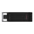 Kingston DT70/128GB DataTraveler 128GB USB Flash Drive, USB 3.2,  USB-C, Gen1, 80MB/s, Cap Design, Black, Retail.