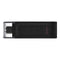 Kingston DT70/64GB DataTraveler 64GB USB Flash Drive, USB 3.2,  USB-C, Gen1, 80MB/s, Clear Cap, Black, Retail.