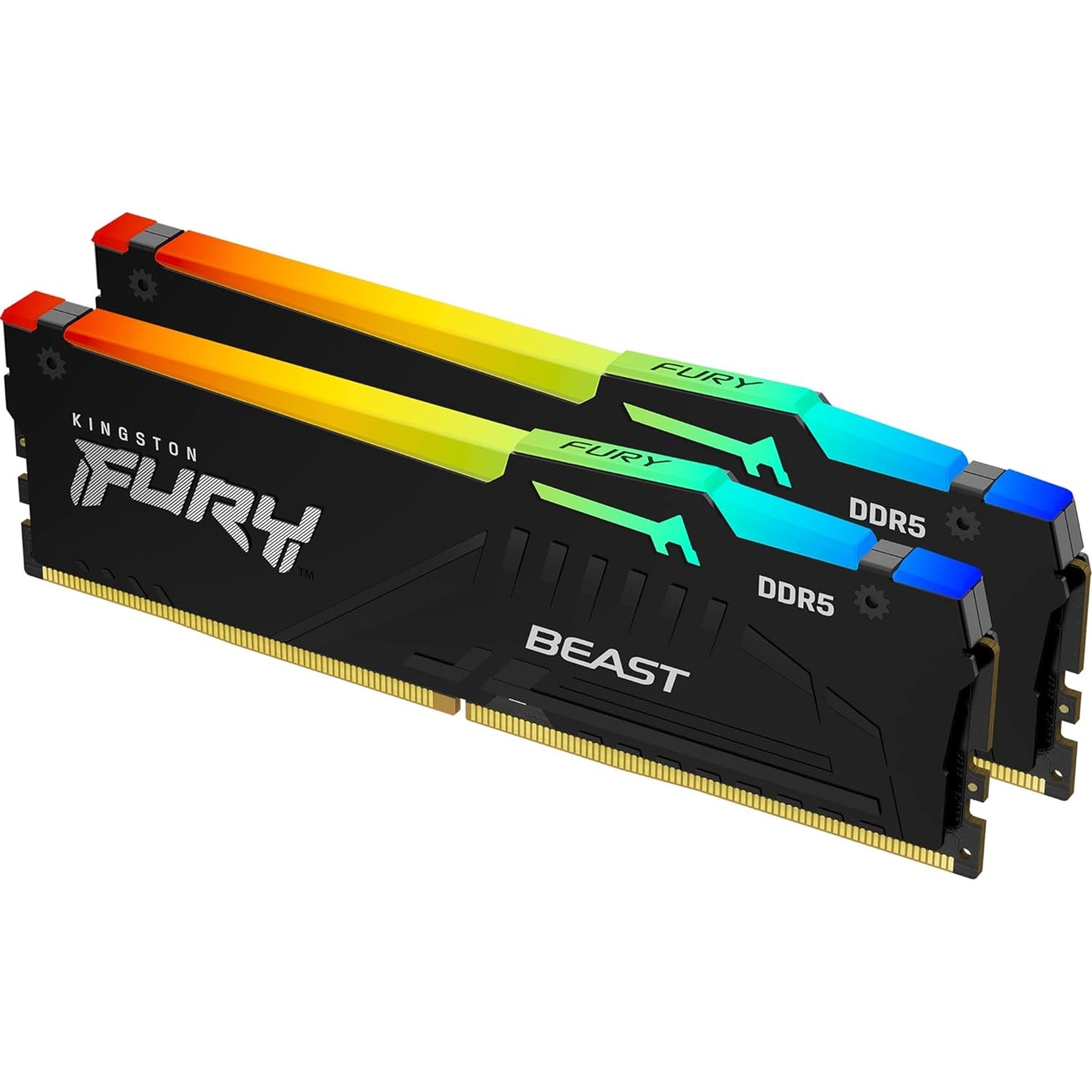 Kingston FURY Beast KF552C40BBAK2-32 Gaming System Memory, DIMM, DDR5, 5200MHz, RGB, 32GB (2 x 16Gb), Black Heatsink, 288 Pin, 1.25v, CL40
