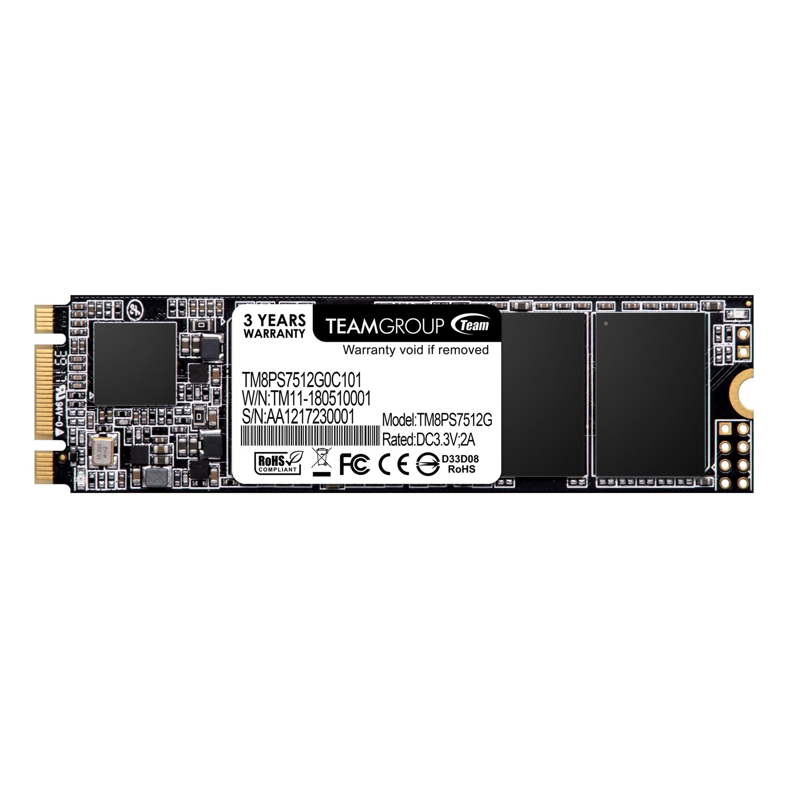 Team MS30 (TM8PS7512G0C101) 512GB, M.2 Sata Interface, Read 550MB/s, Write 480MB/s, 3 Year Warranty