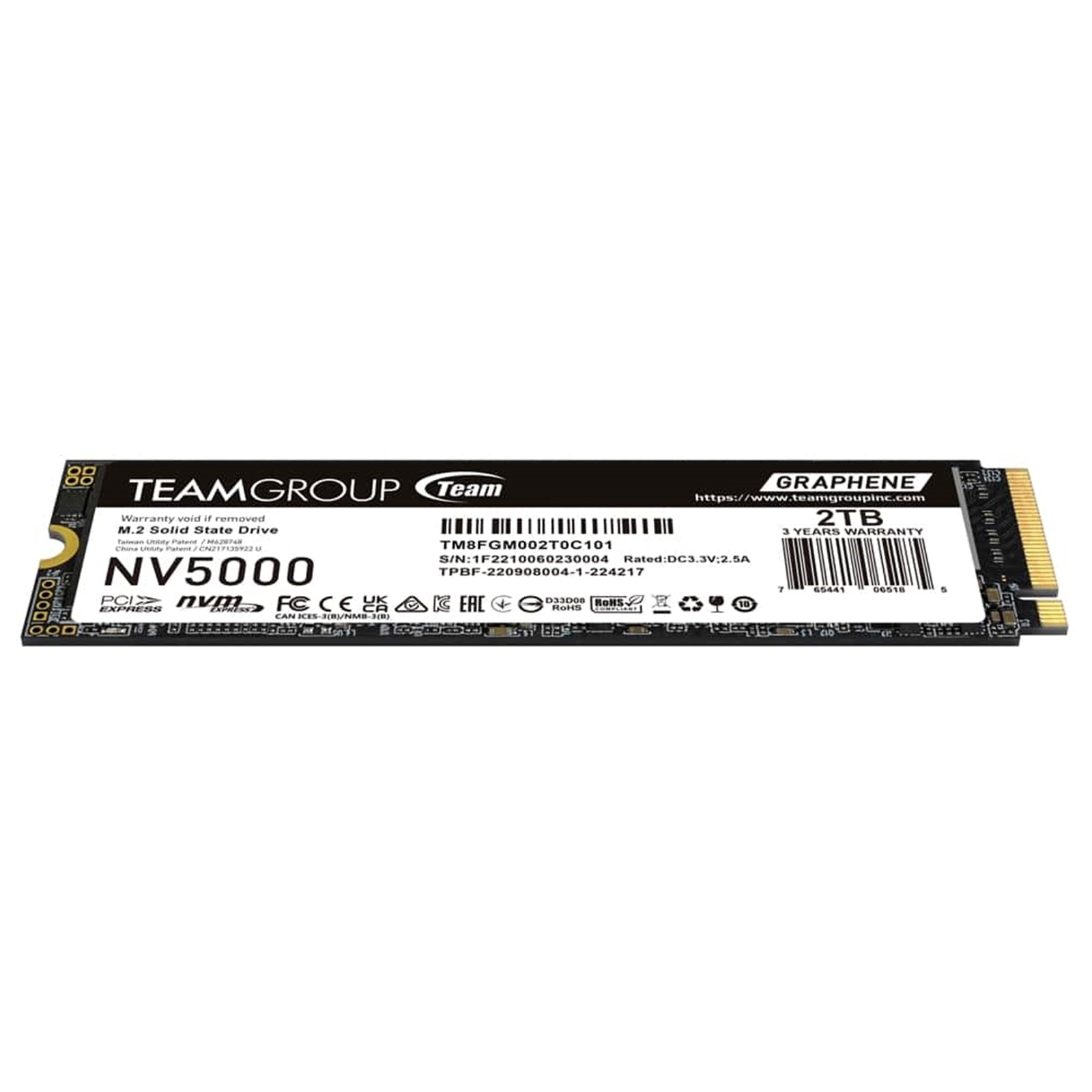 Team NV5000 (TM8FGM002T0C101) 2TB M.2 Interface, PCIe Gen4x4 with NVMe, 2280, Read 4500MB/s, Write 1900MB/s, 3 Year Warranty