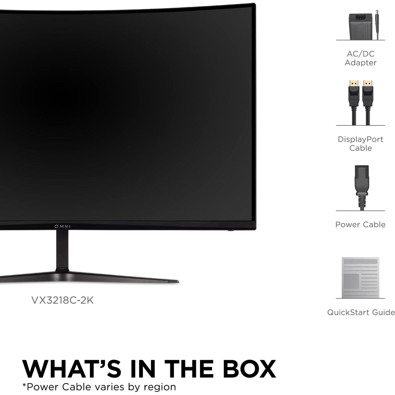 Viewsonic Omni VX3218C-2K 32 Inch Curved Gaming Monitor, QHD, 165Hz, Freesync, 2xHDMI, DisplayPort, 1ms VESA, Speakers