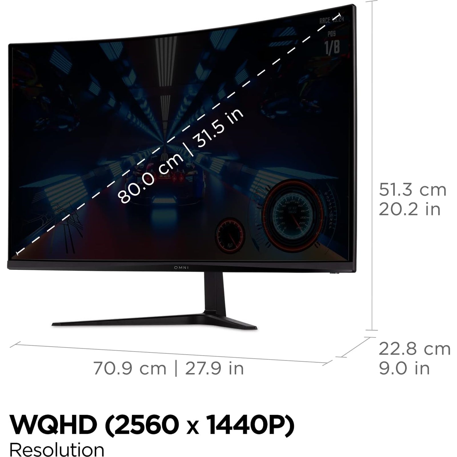 Viewsonic Omni VX3218C-2K 32 Inch Curved Gaming Monitor, QHD, 165Hz, Freesync, 2xHDMI, DisplayPort, 1ms VESA, Speakers