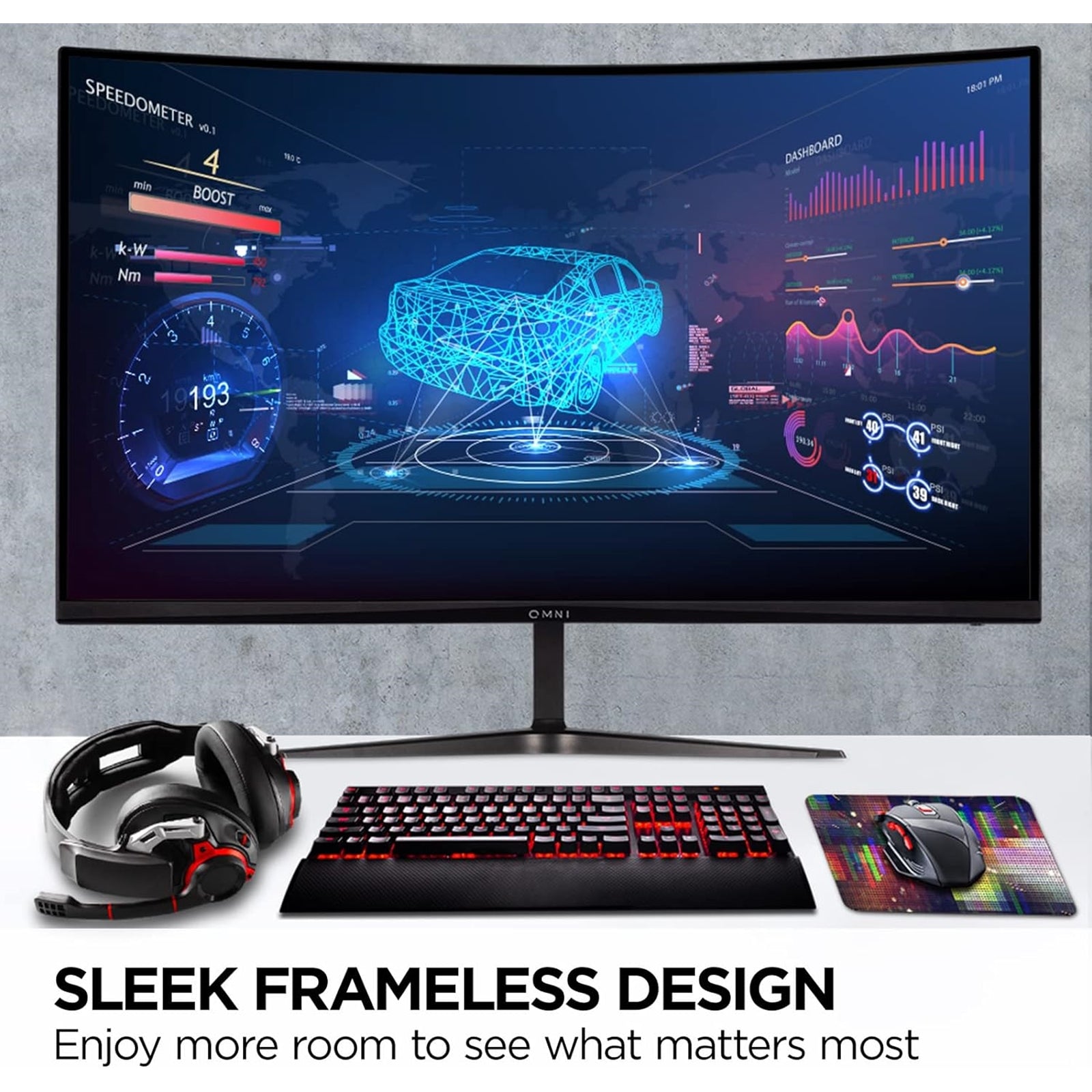 Viewsonic Omni VX3218C-2K 32 Inch Curved Gaming Monitor, QHD, 165Hz, Freesync, 2xHDMI, DisplayPort, 1ms VESA, Speakers