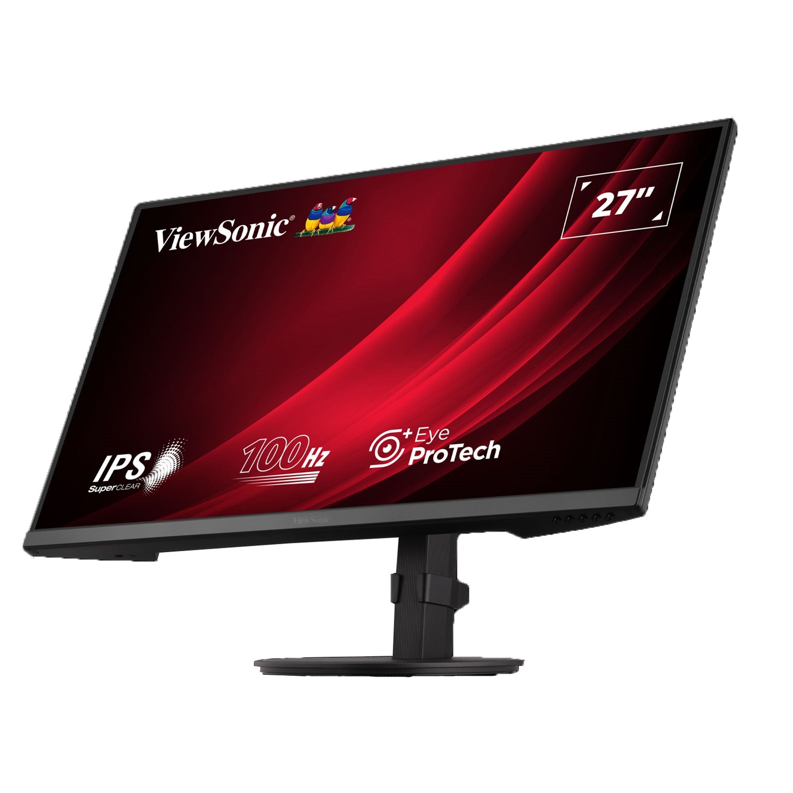 ViewSonic VA2708-HDJ 27-inch IPS monitor displaying full HD screen with adjustable height, pivot, swivel, and multiple connectivity ports.