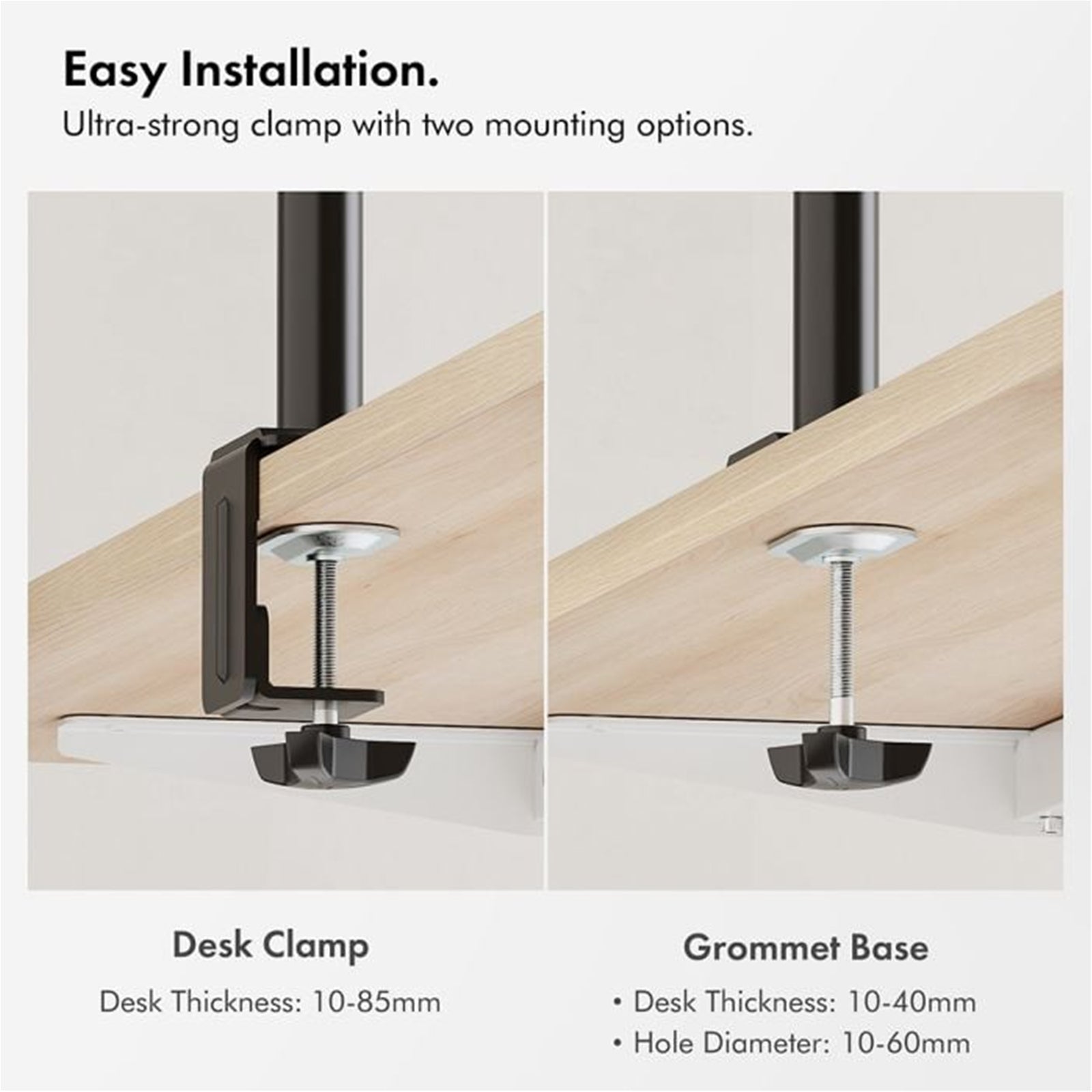 VonHaus Dual Monitor Stand for 13-32 Inch Screens, Twin Monitor Mount with Desk Clamp, Height Adjustable, Easy Assemble Stand with Full Tilt, Rotation & Swivel Arms, VESA 75x75 & 100x100mm